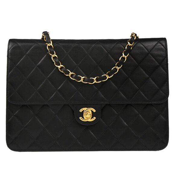 Chanel Black Lambskin Turnlock Medium Half Flap Shoulder Bag 165744 - Picture 1 of 11